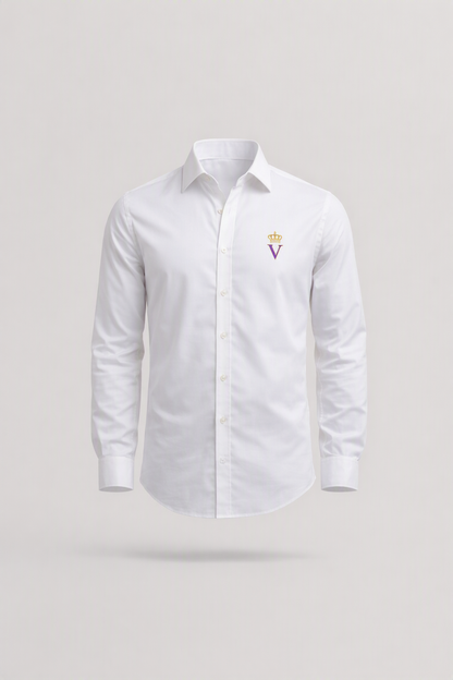 Chemise blanche premium homme col italien VÉNÉRABLE SON ALTESSE Édition Exécutive — packshot studio
