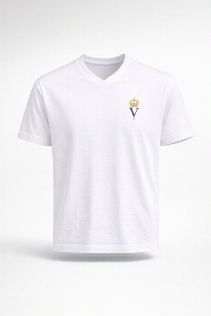 T-shirt col V premium homme coton VÉNÉRABLE SON ALTESSE Édition Impérial — packshot studio
