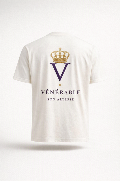 T-shirt logo dos premium coton VÉNÉRABLE SON ALTESSE Édition Royale — packshot studio