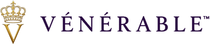 Logo VÉNÉRABLE : V couronné en or et wordmark en violet