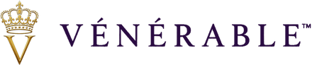 Logo VÉNÉRABLE : V couronné en or et wordmark en violet